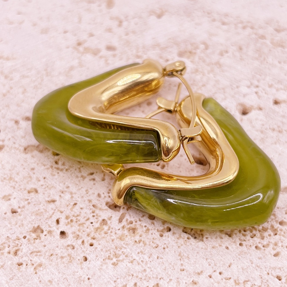 Waterproof Olive Green Earrings - Picture 5 of 5